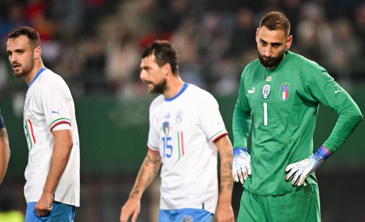 I calciatori dell'Italia nella sfida contro l'Austria