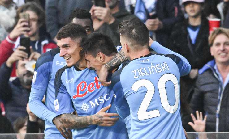 L'esultanza dei calciatori del Napoli