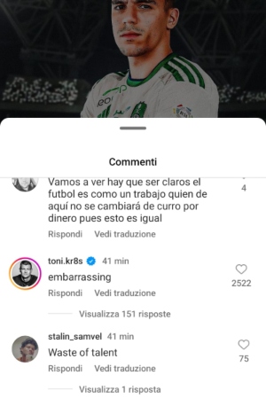 Kroos, il commento a Gabri Veiga