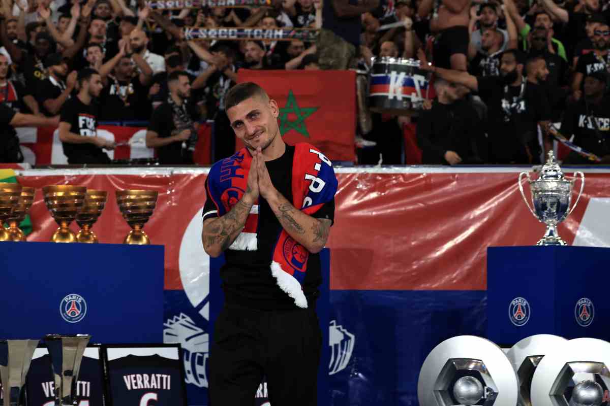 Marco Verratti durante la presentazione in Qatar