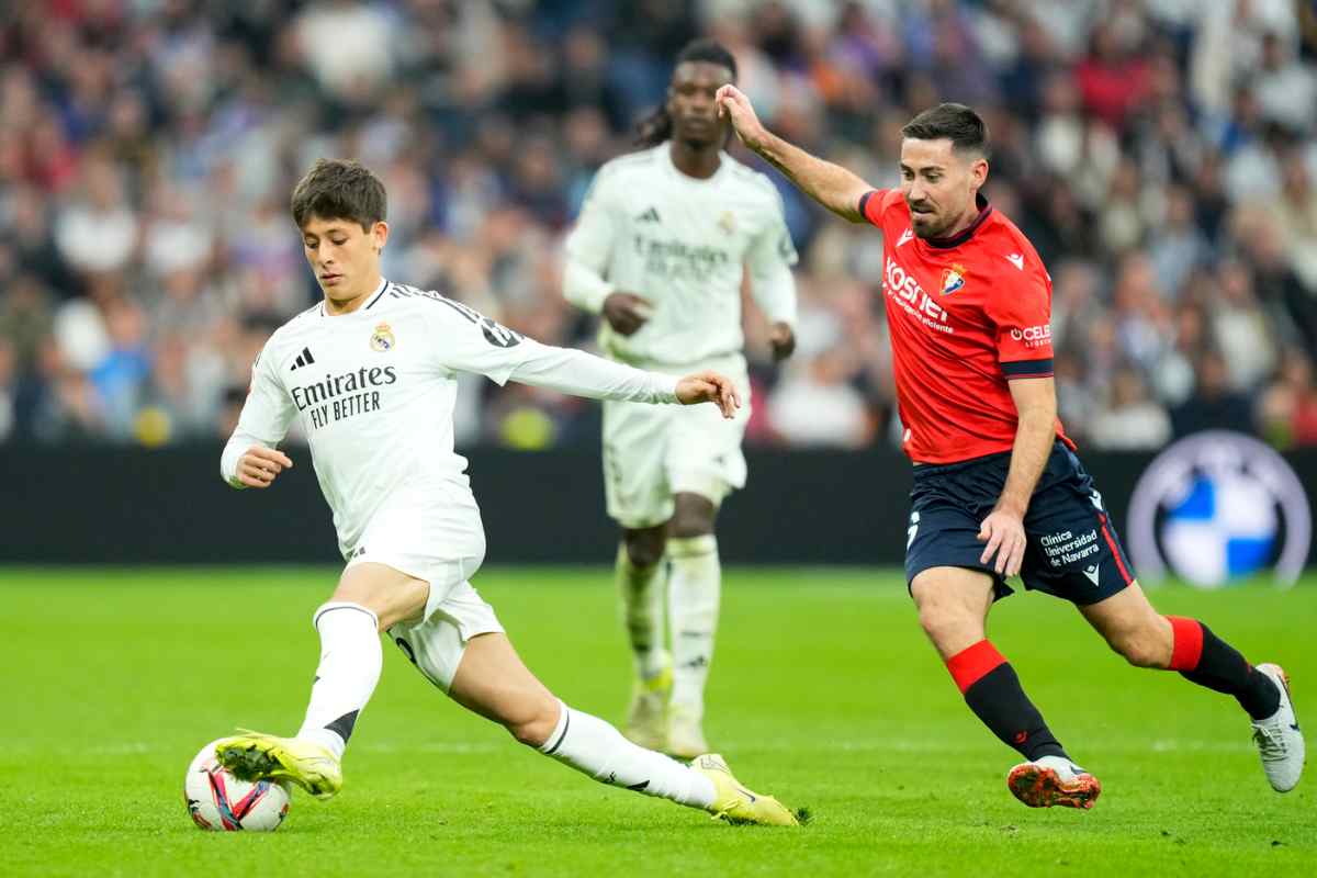 Arda Guler in azione in una partita del Real Madrid