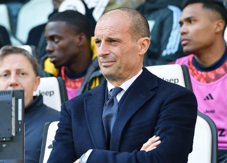 Massimiliano Allegri in panchina con la Juventus