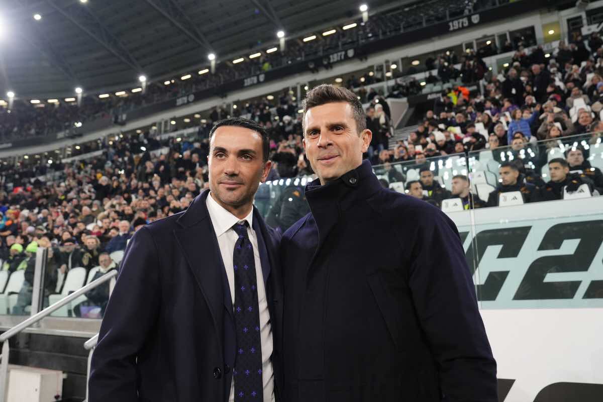 Palladino e Thiago Motta prima di Juventus-Fiorentina